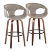 Curva - 30" Fixed-Height Barstool With Swivel And Round Metal Footrest (Set of 2) - Walnut Wood