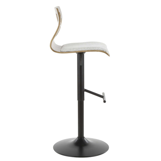 Folia - Adjustable Barstool - Light Gray Wood And Light Gray Fabric