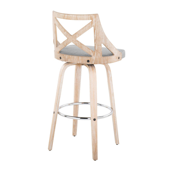 Charlotte - 30" Fixed-height Barstool (Set of 2) - Gray And Light Gray