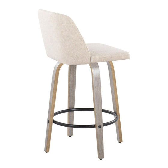 Toriano - 26" Fixed-Height Counter Stool (Set of 2) - Gray & Black Round Base