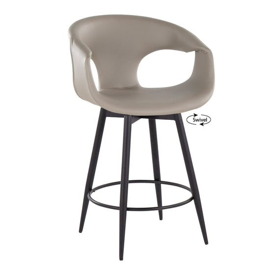 Curva - 25" Fixed-Height Counter Stool With Swivel And Round Metal Footrest (Set of 2) - Black Metal