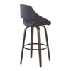 Fabrico - 30" Fixed-Height Barstool With Swivel And Round Black Metal Footrest (Set of 2) - Walnut Glazed Wood