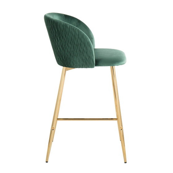 Fran - Pleated Waves Fixed-Height Counter Stool (Set of 2) - Gold Legs