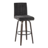 Hank - 30" Fixed-Height Barstool With Swivel And Round Black Metal Footrest (Set of 2) - Walnut Glazed Wood
