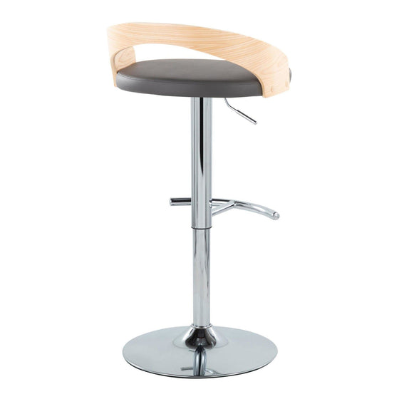 Grotto - Adjustable Barstool (Set of 2) - Silver Base And Natural Backrest