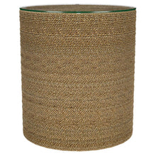  Halden - Round Woven Seagrass Accent Side Table - Light Brown