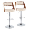 Cecina - Adjustable Barstool With Swivel And Rounded Rectangle Footrest (Set of 2) - Chrome Metal, Cherry Wood