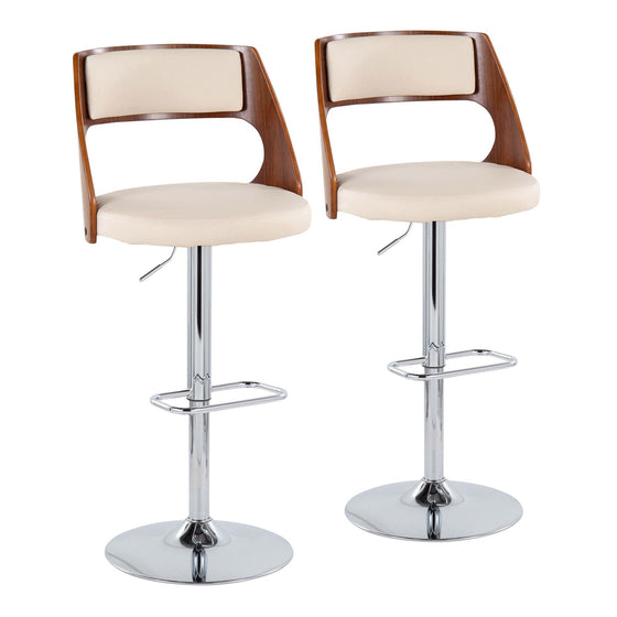 Cecina - Adjustable Barstool With Swivel And Rounded Rectangle Footrest (Set of 2) - Chrome Metal, Cherry Wood