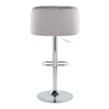 Fran - Adjustable Barstool With Swivel And Rounded Rectangle Footrest (Set of 2) - Chrome Metal And Gray Velvet