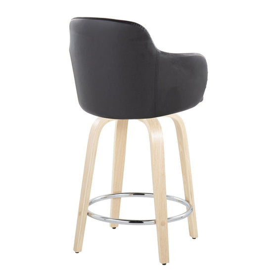 Boyne - 24" Fixed-height Faux Leather Counter Stool (Set of 2) - Black