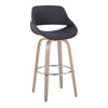 Fabrico - 30" Fixed-Height Barstool With Swivel And Round Chrome Metal Footrest (Set of 2) - Light Gray Wood
