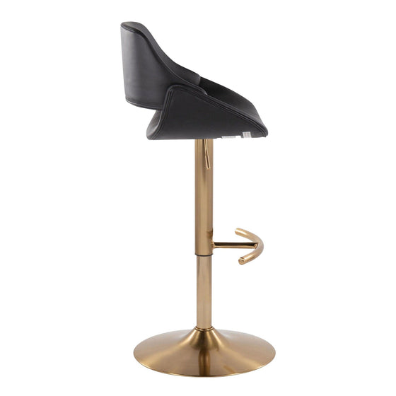 Fabrico - Adjustable Barstool With Swivel And Rounded T Footrest (Set of 2) - Gold Metal