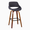Fabrico - 30" Fixed-Height Barstool With Swivel And Square Black Metal Footrest (Set of 2) - Walnut Wood