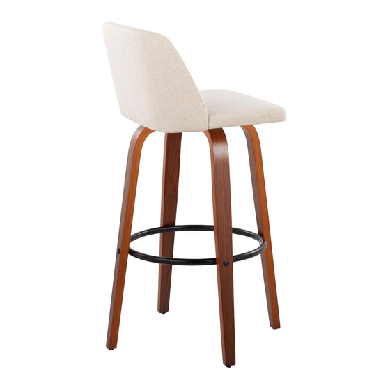 Toriano - 30" Faux Leather Fixed-Height Barstool (Set of 2) - Walnut & Chrome Base