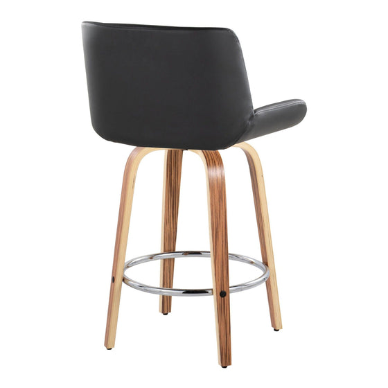 Santi - 25" Fixed-Height Counter Stool With Swivel - Zebra Wood (Set of 2)