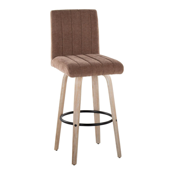 Hank - 30" Fixed-Height Barstool With Swivel And Round Black Metal Footrest (Set of 2) - Whitewashed Wood