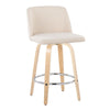 Toriano - 26" Fixed-Height Counter Stool (Set of 2) - Natural & Chrome Round Base
