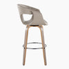 Curva - 30" Fixed-Height Barstool With Swivel And Round Chrome Metal Footrest (Set of 2) - Light Gray Wood And Light Gray Faux Leather