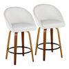Matisse - 26" Highback Fixed-Height Counter Stool With Swivel And Round Black Metal Footrest (Set of 2) - Walnut Wood