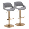 Fabrico - Adjustable Barstool With Swivel And Rounded T Footrest (Set of 2) - Gold Metal