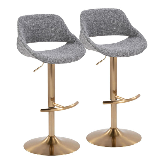 Fabrico - Adjustable Barstool With Swivel And Rounded T Footrest (Set of 2) - Gold Metal