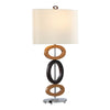 Hoops - 29" Polyresin Table Lamp - Cedar Wood And Bronze Polyresin With Chrome Metal Accents And White Linen Shade from Grandview Gallery (Set of 2)