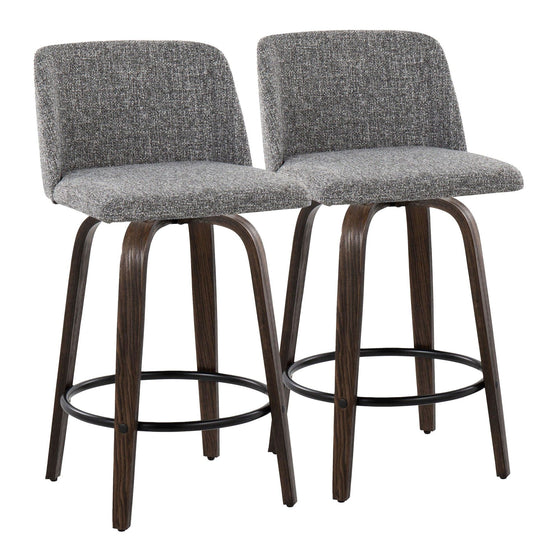 Toriano - 26" Fixed-Height Counter Stool (Set of 2) - Walnut & Black Base