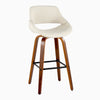 Fabrico - 30" Fixed-Height Barstool With Swivel And Square Black Metal Footrest (Set of 2) - Walnut Wood