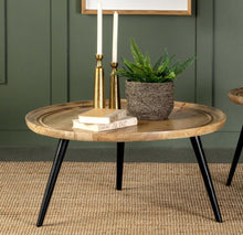 Zoe Round Coffee Table with Trio Legs Natural and Black