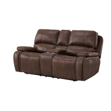  Atlantis - Power Motion Loveseat With Power Motion Head Recliner & Console - Heritage Brown