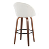 Matisse - 30" Highback Fixed-Height Barstool With Round Black Metal Footrest (Set of 2) - Walnut Wood