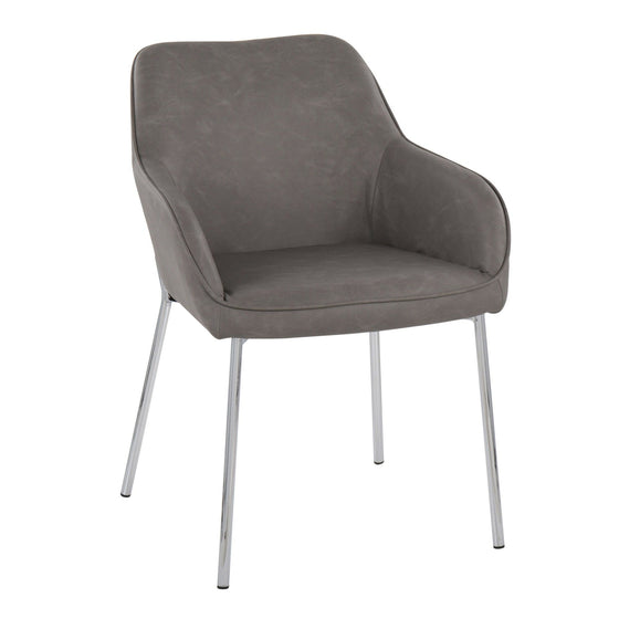 Daniella - Dining Chair (Set of 2) - Chrome Steel And Gray Faux Leather