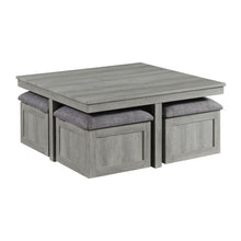  Uster - Coffee Table With Four Storage Stools - Gray