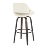Fabrico - 30" Fixed-Height Barstool With Swivel And Round Black Metal Footrest (Set of 2) - Walnut Glazed Wood
