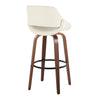 Fabrico - 30" Fixed-Height Barstool With Swivel And Round Black Metal Footrest (Set of 2) - Walnut Wood
