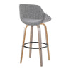 Fabrico - 30" Fixed-Height Barstool With Swivel And Round Black Metal Footrest (Set of 2) - Light Gray Wood