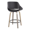 Fabrico - 26" Fixed-Height Counter Stool With Swivel And Round Black Metal Footrest (Set of 2) - Light Gray Wood