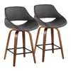 Fabrico - Fixed-Height Counter Stool With Square Black Footrest (Set of 2) - Walnut Wood