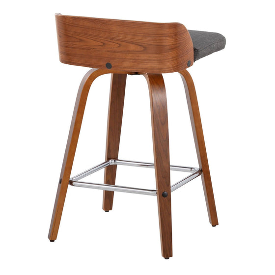 Maya - 26" Fixed-Height Counter Stool (Set of 2) - Walnut & Silver Base