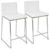 Mara - 26" Counter Stool - Brushed Stainless Steel And Walnut Wood (Set of 2)