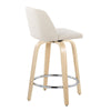 Toriano - 24" Fixed-Height Counter Stool (Set of 2) - Natural & Chrome Round Base