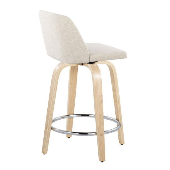Toriano - 24" Fixed-Height Counter Stool (Set of 2) - Natural & Chrome Round Base
