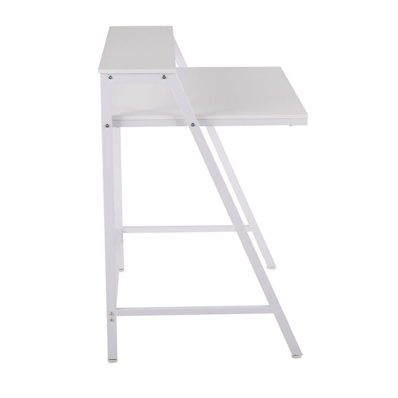 2-Tier - Office Desk - White Steel And White Wood