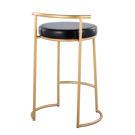 Round Fuji - 26" Fixed-Height Counter Stool (Set of 2) - Gold Base