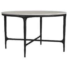  Hermas - Round Genuine Marble Top Metal Coffee Table - White