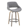 Fabrico - 26" Fixed-Height Counter Stool With Swivel And Round Black Metal Footrest (Set of 2) - Light Gray Wood