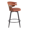 Gardenia - 25" Fixed-Height Counter Stool With Swivel And Rounded Black Metal Footrest (Set of 2) - Black Metal, Walnut Wood