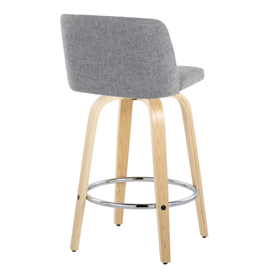Toriano - 26" Fixed-Height Counter Stool (Set of 2) - Natural & Chrome Round Base