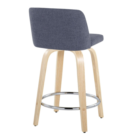 Toriano - 24" Fixed-Height Counter Stool (Set of 2) - Natural & Chrome Round Base