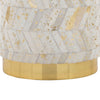 Oro - Ottoman - Gold Metal, Ivory Leather, Gold Splatter